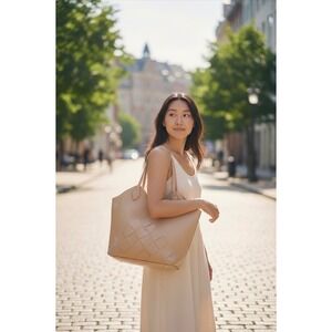 A.N.A. a new approach woven tote bag tan faux leather large shopper purse